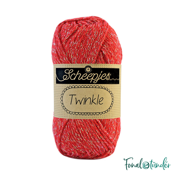 Scheepjes Twinkle 924 - csillogó piros pamut fonal - glittering red cotton yarn