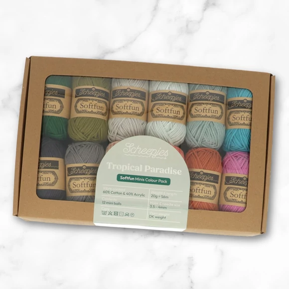 Scheepjes Softfun Color Pack - Tropical Paradise - 12 gombolyag fonal  - 12 balls of yarn