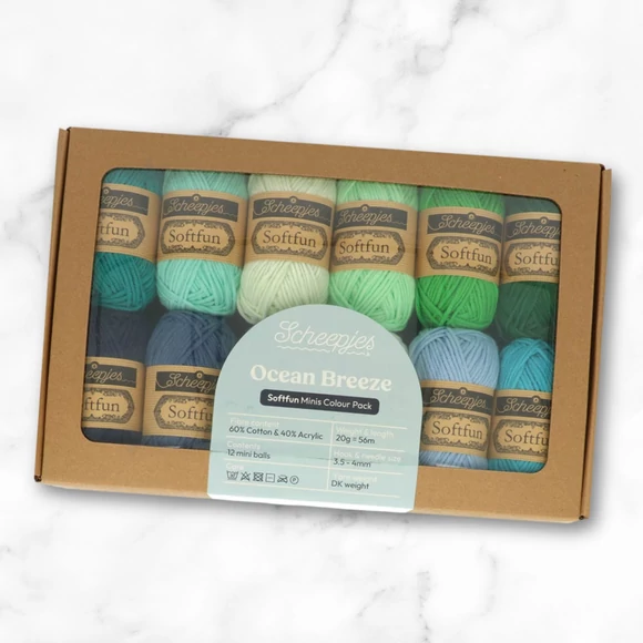 Scheepjes Softfun Color Pack - Ocean Breeze - 12 gombolyag fonal  - 12 balls of yarn