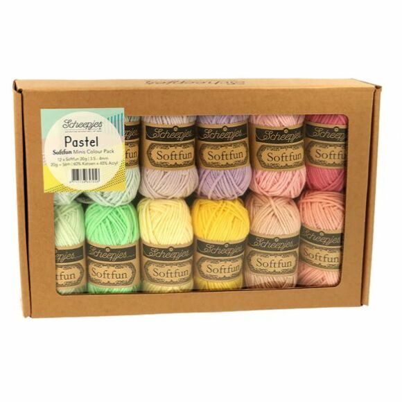 Scheepjes Softfun Color Pack - Pastel - 12 gombolyag fonal  - 12 balls of yarn