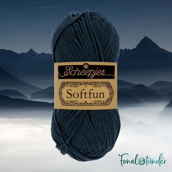 Scheepjes Softfun 2401 Prussian - blue - sötétkék - pamut-akril fonal - yarn blend