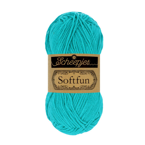 Scheepjes Softfun 2423 Bright Turquoise - világos türkizkék - pamut-akril fonal - yarn blend