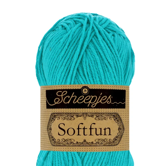 Scheepjes Softfun 2423 Bright Turquoise - világos türkizkék - pamut-akril fonal - yarn blend