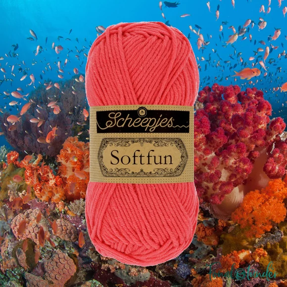 Scheepjes Softfun 2607 Coral -  red - korallpirospiros - pamut-akril fonal - yarn blend