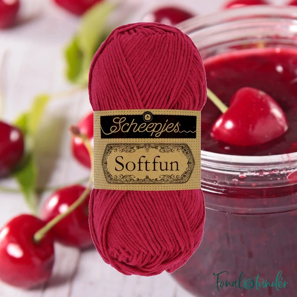 Scheepjes Softfun 2617 Jam - cherry red - meggypiros - pamut-akril fonal - yarn blend