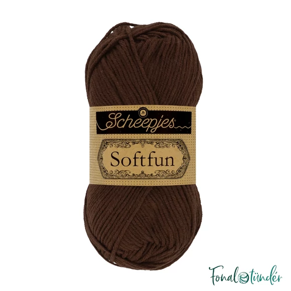 Scheepjes Softfun 2623 Chocolate - brown - barna - pamut-akril fonal - yarn blend