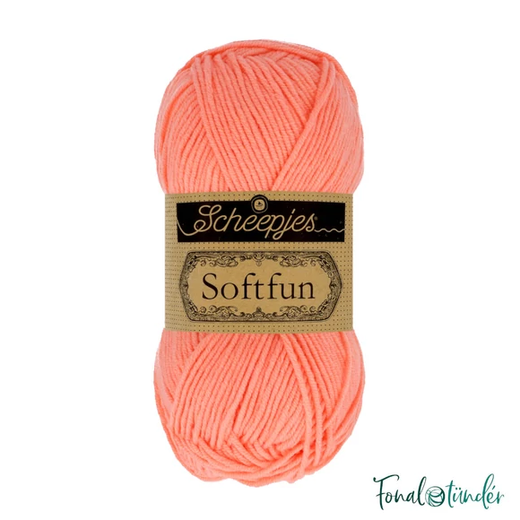 Scheepjes Softfun 2636 Soft Coral - red - világos korallpiros - pamut-akril fonal - yarn blend