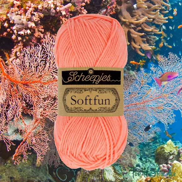 Scheepjes Softfun 2636 Soft Coral - red - világos korallpiros - pamut-akril fonal - yarn blend