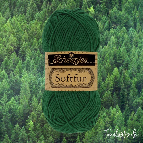 Scheepjes Softfun 2643 Pine green - sötét zöld - pamut-akril fonal - yarn blend