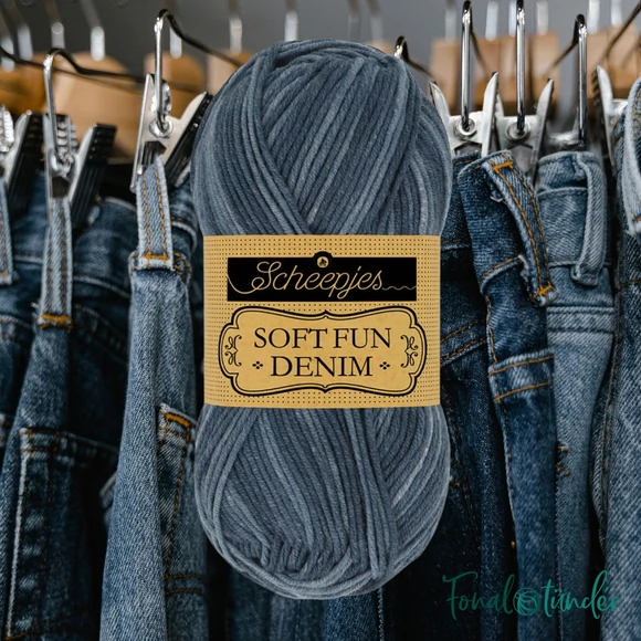 Scheepjes Softfun Denim 501 - blue - sötétkék - pamut-akril fonal - yarn blend