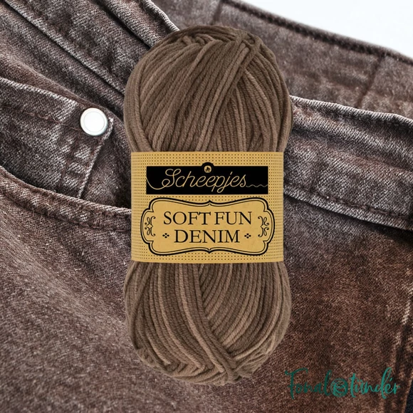 Scheepjes Softfun Denim 510 - brown - barna - pamut-akril fonal - yarn blend