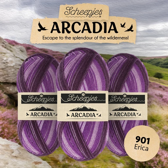 Scheepjes Arcadia 901 Erica - rózsaszín-lila gyapjú zoknifonal - wool sockyarn