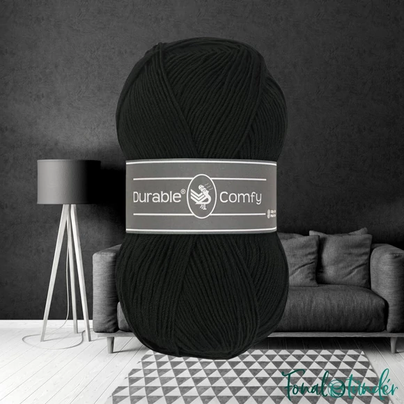 Durable Comfy 325 Black - fekete mikroszálas akril fonal - acrylic yarn
