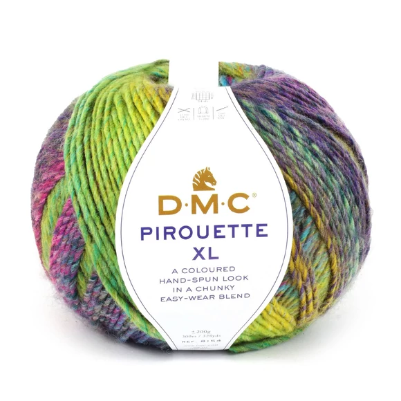 DMC Pirouette XL - rózsaszín-narancs-kék - színváltós fonal - self-striping yarn