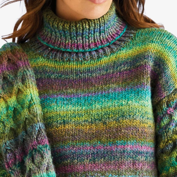 DMC Pirouette XL - rózsaszín-narancs-kék - színváltós fonal - self-striping yarn