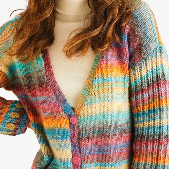 DMC Pirouette XL - rózsaszín-narancs-kék - színváltós fonal - self-striping yarn