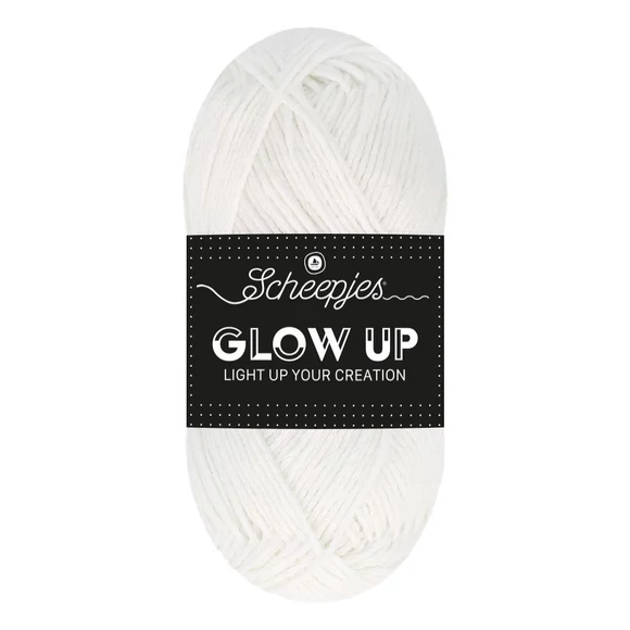 Scheepjes Glow Up - 1001 Luminescent White yarn - sötétben világító fonal - fehér-zöld