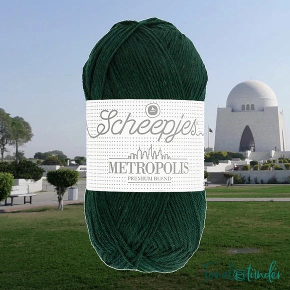 Scheepjes Metropolis 016 Karachi - sötétzöld gyapjú fonal - dark-green wool yarn