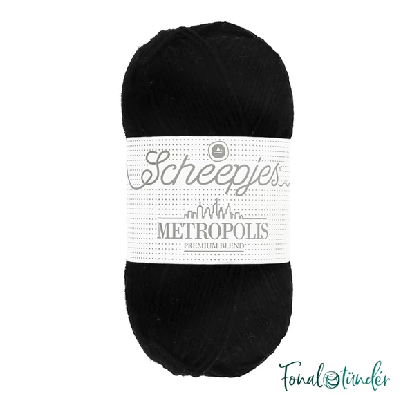 Scheepjes Metropolis 080 Hamburg - fekete gyapjú fonal - black wool yarn