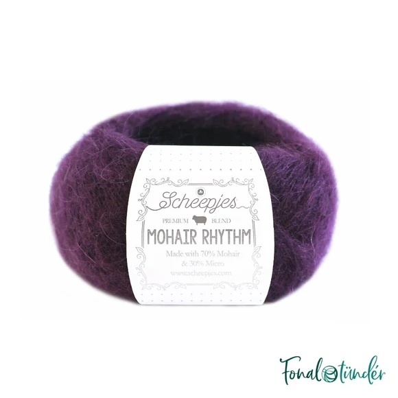 Scheepjes Mohair Rhythm 682 Paso - sötétlila mohair gyapjú fonal - wool yarn