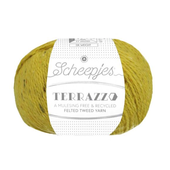 Scheepjes Terrazzo 702 Limone - sárgászöld gyapjú fonal - greenish yellow tweed wool yarn