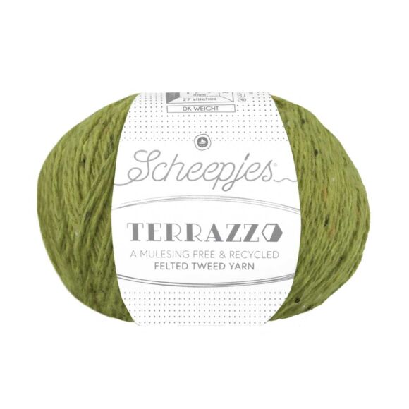 Scheepjes Terrazzo 708 Pistacchio - világoszöld gyapjú fonal - green tweed wool yarn