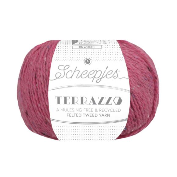 Scheepjes Terrazzo 722 Anguria - sötétrózsaszín gyapjú fonal - pink tweed wool yarn