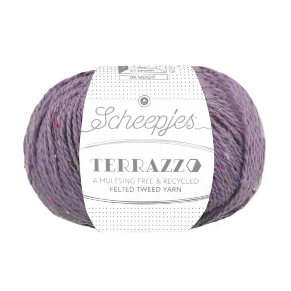 Scheepjes Terrazzo 727 Cardo - bogáncs lila gyapjú fonal - purple tweed wool yarn