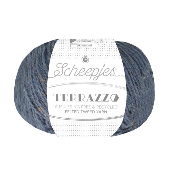 Scheepjes Terrazzo 732 Acciaio - acélkék gyapjú fonal - steel blue tweed wool yarn