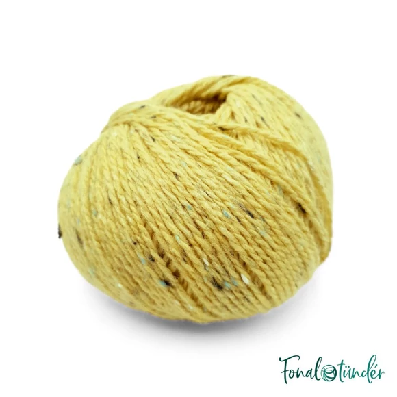 Scheepjes Terrazzo 703 Oro - zöldessárga gyapjú fonal - greenish yellow tweed wool yarn