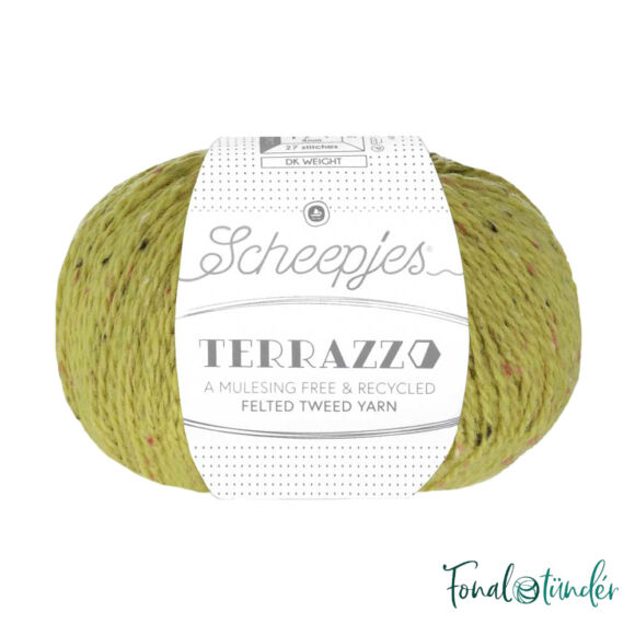 Scheepjes Terrazzo 706 Paglia - sárgászöld gyapjú fonal - yellow-green tweed wool yarn