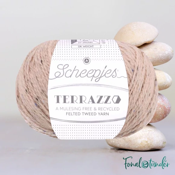 Scheepjes Terrazzo 712 Sassolino - bézs gyapjú fonal - beige tweed wool yarn