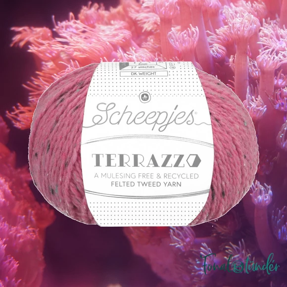Scheepjes Terrazzo 713 Corallo - korall rózsaszín gyapjú fonal - coral pink tweed wool yarn