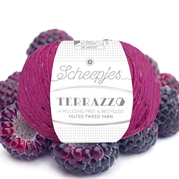 Scheepjes Terrazzo 721 Lampone - málna lila gyapjú fonal - purple tweed wool yarn