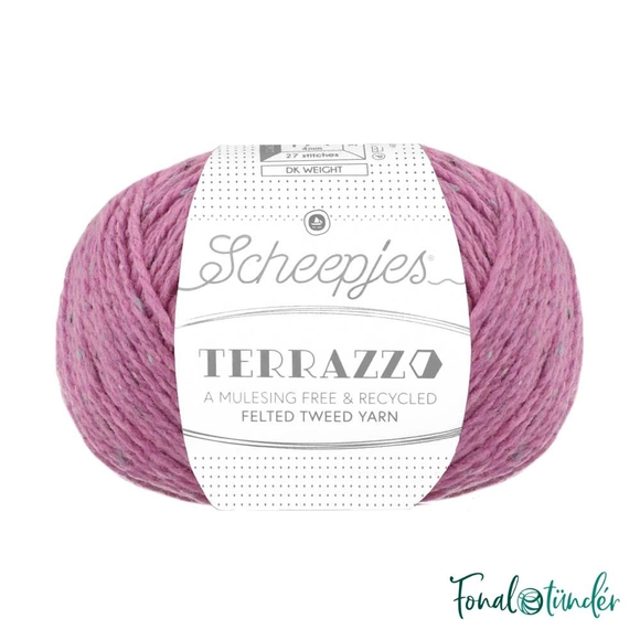 Scheepjes Terrazzo 724 Garofano - rózsaszín gyapjú fonal - pink tweed wool yarn