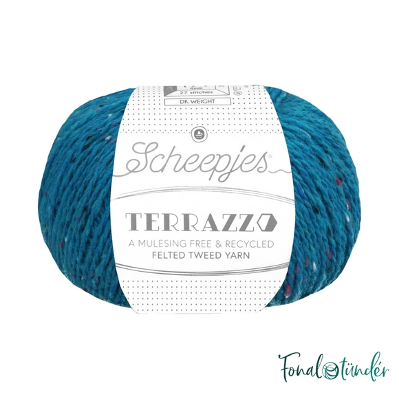 Scheepjes Terrazzo 739 Oceano - tengerkék gyapjú fonal - ocean blue tweed wool yarn