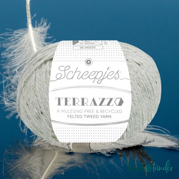 Scheepjes Terrazzo 740 Piuma - világosszürke gyapjú fonal - light gray tweed wool yarn