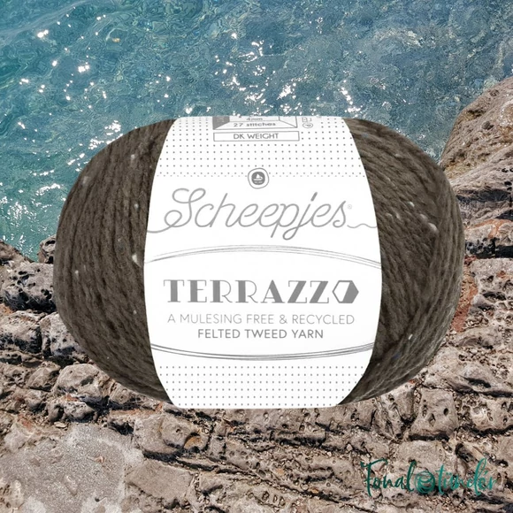 Scheepjes Terrazzo 747 Tortora - sötét barnás szürke gyapjú fonal - brown-gray tweed wool yarn