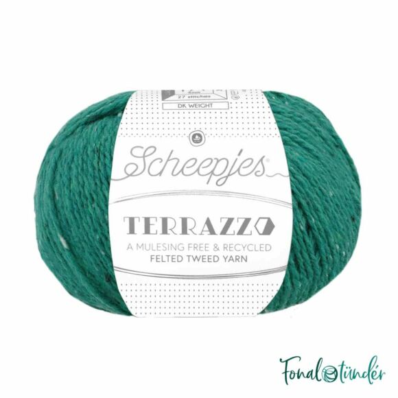 Scheepjes Terrazzo 754 Verde Inglese - türkiz gyapjú fonal - turquoise tweed wool yarn