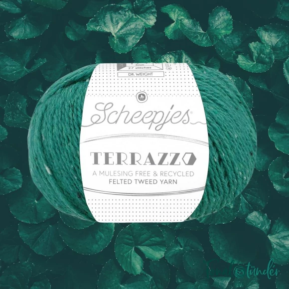 Scheepjes Terrazzo 754 Verde Inglese - türkiz gyapjú fonal - turquoise tweed wool yarn