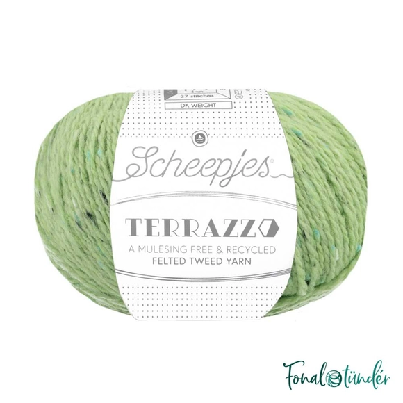 Scheepjes Terrazzo 758 Asparago - zöld gyapjú fonal - light green tweed wool yarn