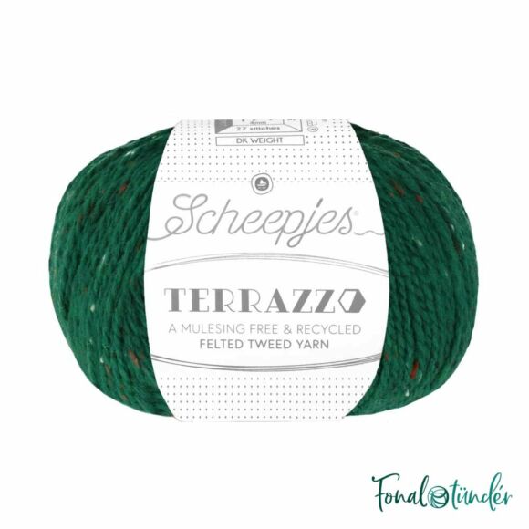 Scheepjes Terrazzo 759 Verde Bottiglia - sötétzöld gyapjú fonal - dark green tweed wool yarn