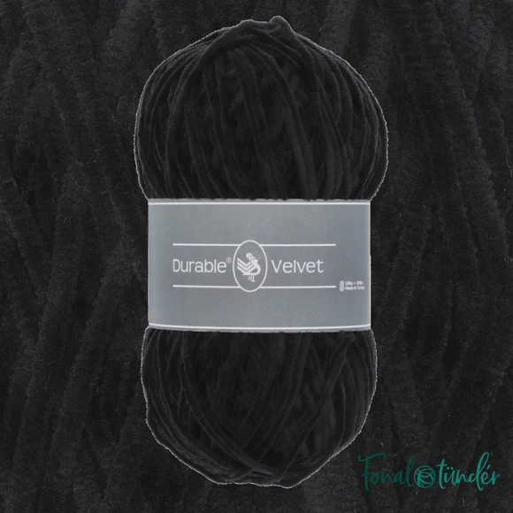 Durable Velvet 325 - koromfekete zsenília fonal - black chenille yarn