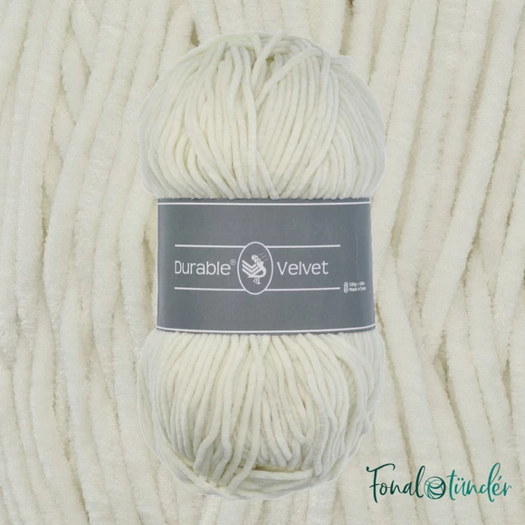 Durable Velvet 326 Ivory - krémfehér zsenília fonal - cream white chenille yarn