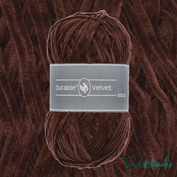 Durable Velvet 385 Coffee - kávébarna zsenília fonal - deep brown chenille yarn