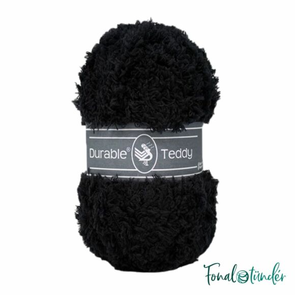 Durable Teddy 325 Black - fekete buklé fonal - hairy fluffy yarn