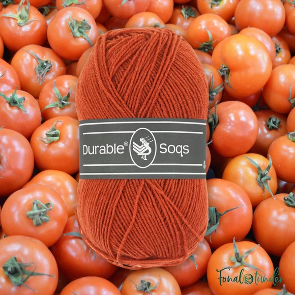 Durable Soqs 2239 Brick - piros sárga gyapjú zoknifonal - red wool socks yarn