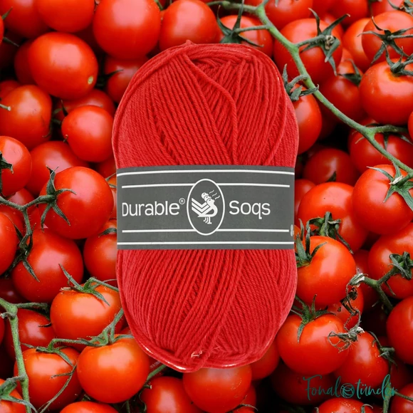 Durable Soqs 318 Tomato - élénk piros gyapjú zoknifonal - red wool socks yarn