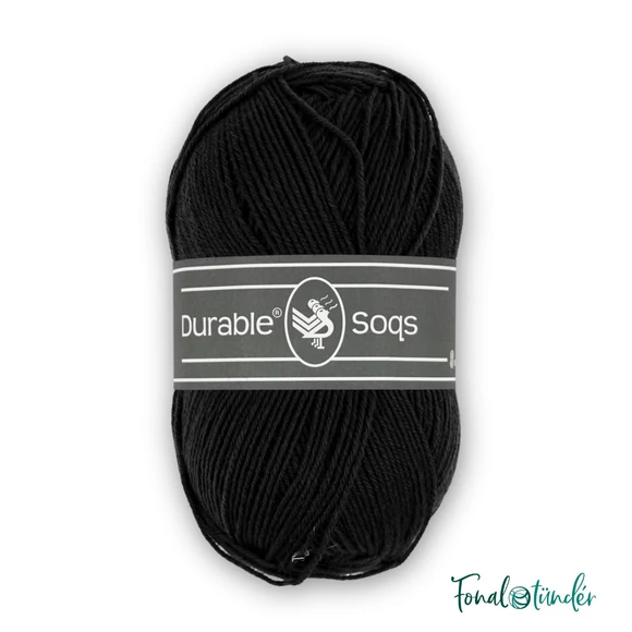 Durable Soqs 325 Black - fekete gyapjú zoknifonal - wool socks yarn