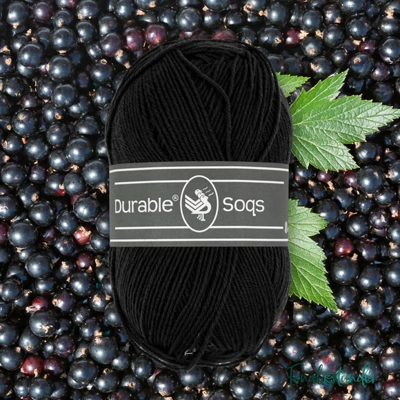 Durable Soqs 325 Black - fekete gyapjú zoknifonal - wool socks yarn